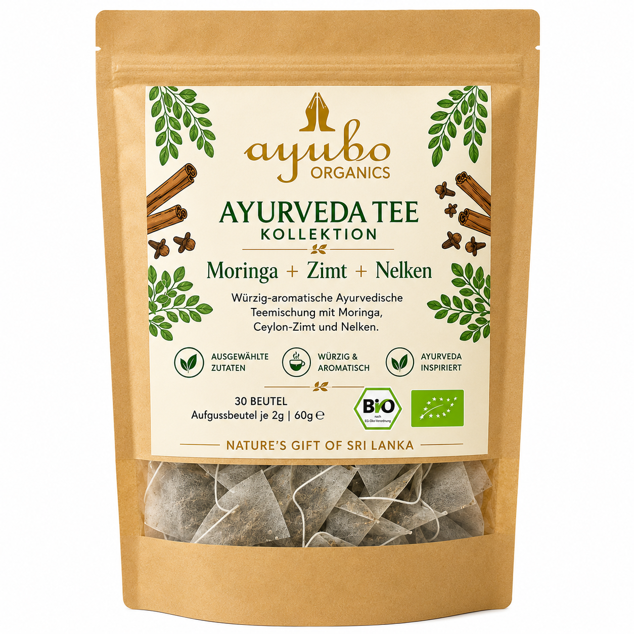 Ayurveda Tee mit Moringa + Zimt + Nelken